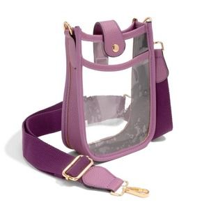 Clear Stadium Event Cross Body Sling Bag Purple Trim